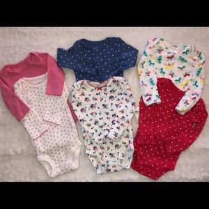 Baby Girls Long Sleeve Newborn 6PC Bodysuit Set.